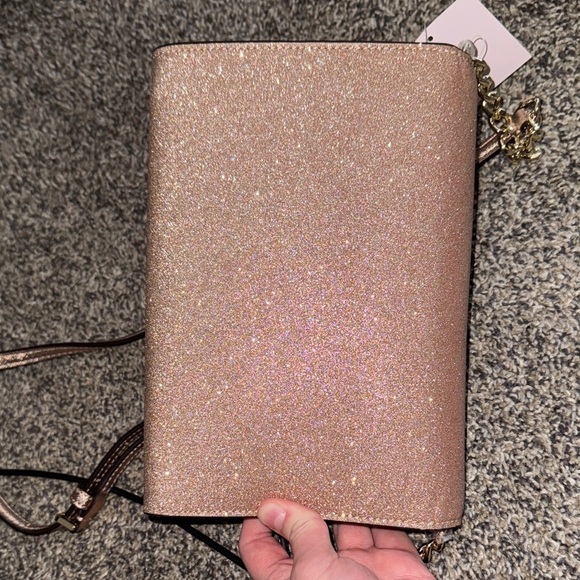 Kate Spade NWT Rose Gold Glitter Tinsel Envelope Flap Crossbody - Picture 8 of 11